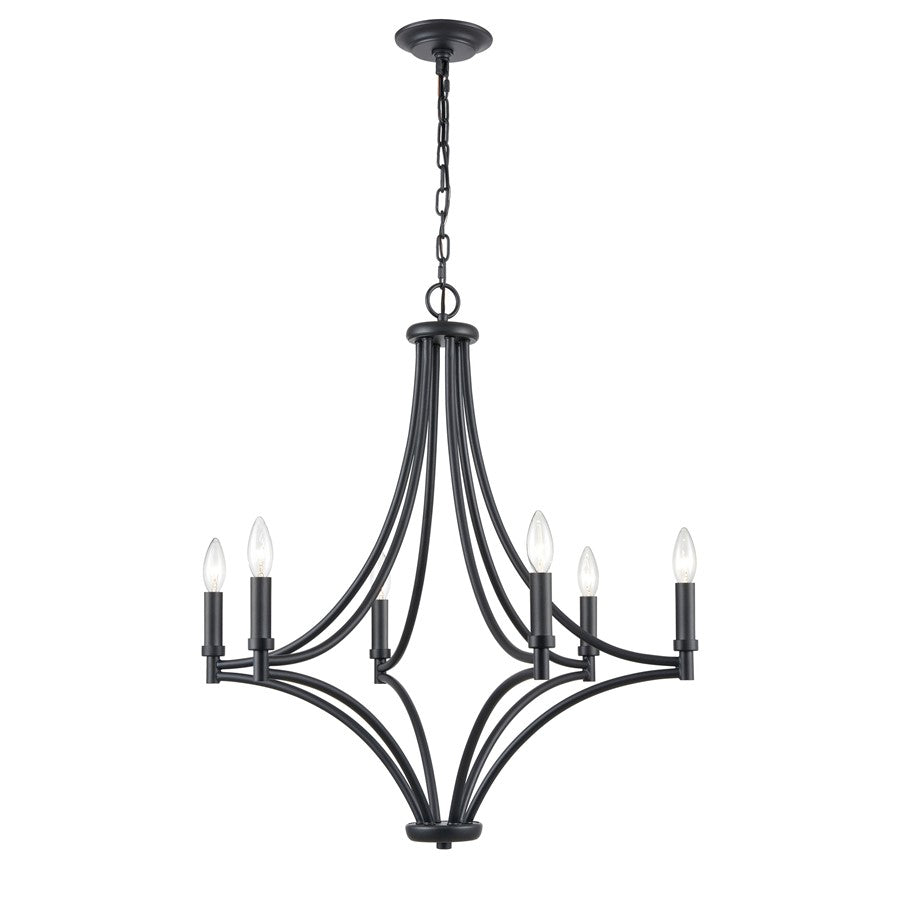 Atlas Lighting Spanish Villa 26in 6-Light Chandelier | Traditional Charcoal Metal | Dining Room & Living Room | 26 x 26 x 29 in | Model CL11339-BK
