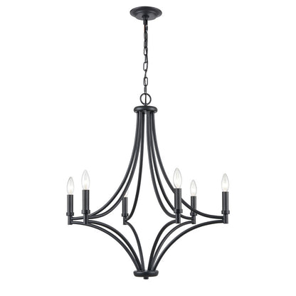 Atlas Lighting Spanish Villa 26in 6-Light Chandelier | Traditional Charcoal Metal | Dining Room & Living Room | 26 x 26 x 29 in | Model CL11339-BK