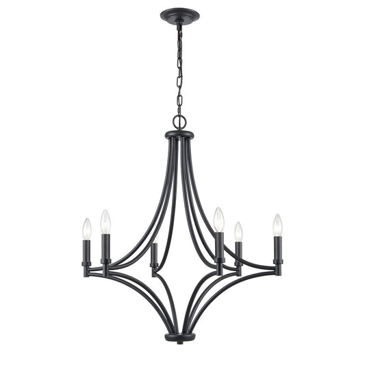 Atlas Lighting Spanish Villa 26in 6-Light Chandelier | Traditional Charcoal Metal | Dining Room & Living Room | 26 x 26 x 29 in | Model CL11339-BK