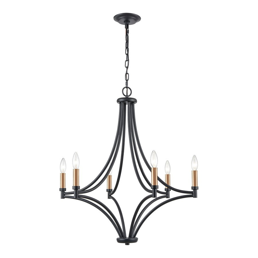 Atlas Lighting Spanish Villa 26in 6-Light Chandelier | Traditional Charcoal Metal | Dining Room & Living Room | 26 x 26 x 29 in | Model CL11339-BK