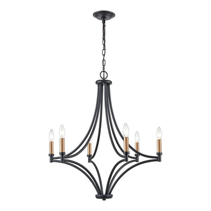 Atlas Lighting Spanish Villa 26in 6-Light Chandelier | Traditional Charcoal Metal | Dining Room & Living Room | 26 x 26 x 29 in | Model CL11339-BK