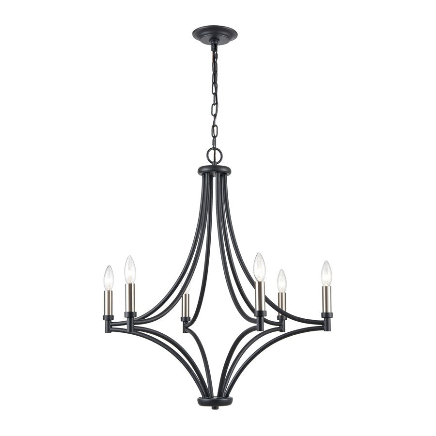 Atlas Lighting Spanish Villa 26in 6-Light Chandelier | Traditional Charcoal Metal | Dining Room & Living Room | 26 x 26 x 29 in | Model CL11339-BK