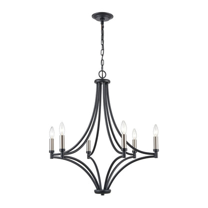 Atlas Lighting Spanish Villa 26in 6-Light Chandelier | Traditional Charcoal Metal | Dining Room & Living Room | 26 x 26 x 29 in | Model CL11339-BK