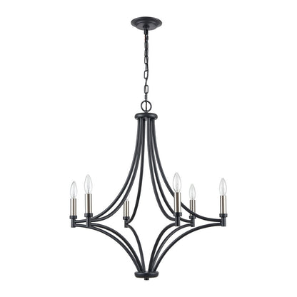 Atlas Lighting Spanish Villa 26in 6-Light Chandelier | Traditional Charcoal Metal | Dining Room & Living Room | 26 x 26 x 29 in | Model CL11339-BK