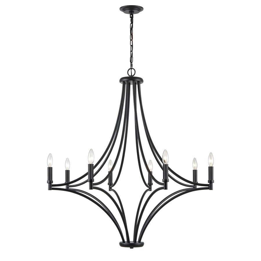 Atlas Lighting Spanish Villa 36in 8-Light Chandelier | Traditional Charcoal Metal | Dining Room & Living Room | 36 x 36 x 39 in | Model CL11340-BK