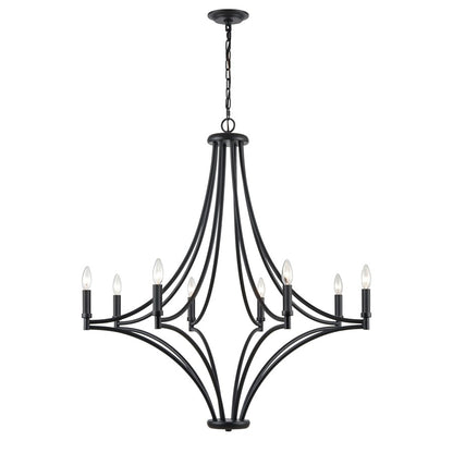 Atlas Lighting Spanish Villa 36in 8-Light Chandelier | Traditional Charcoal Metal | Dining Room & Living Room | 36 x 36 x 39 in | Model CL11340-BK