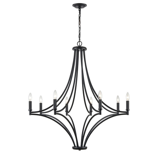 Atlas Lighting Spanish Villa 36in 8-Light Chandelier | Traditional Charcoal Metal | Dining Room & Living Room | 36 x 36 x 39 in | Model CL11340-BK