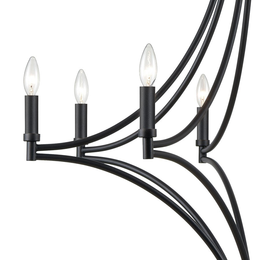 Atlas Lighting Spanish Villa 36in 8-Light Chandelier | Traditional Charcoal Metal | Dining Room & Living Room | 36 x 36 x 39 in | Model CL11340-BK