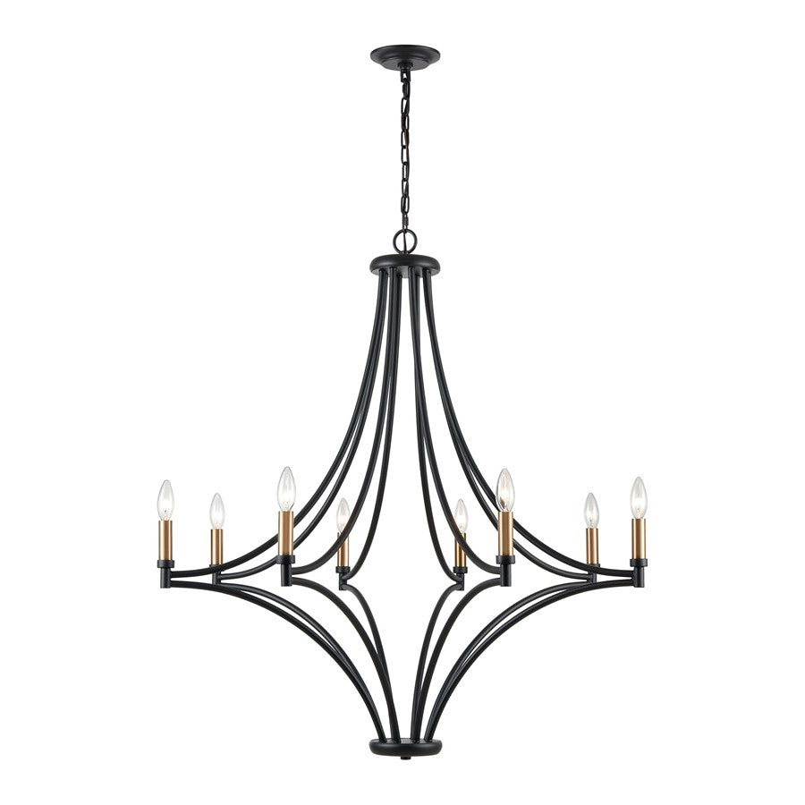 Atlas Lighting Spanish Villa 36in 8-Light Chandelier | Traditional Charcoal Metal | Dining Room & Living Room | 36 x 36 x 39 in | Model CL11340-BK