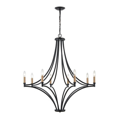 Atlas Lighting Spanish Villa 36in 8-Light Chandelier | Traditional Charcoal Metal | Dining Room & Living Room | 36 x 36 x 39 in | Model CL11340-BK