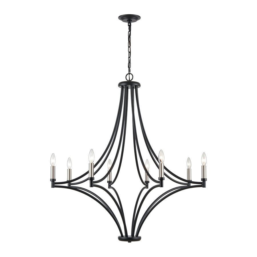 Atlas Lighting Spanish Villa 36in 8-Light Chandelier | Traditional Charcoal Metal | Dining Room & Living Room | 36 x 36 x 39 in | Model CL11340-BK
