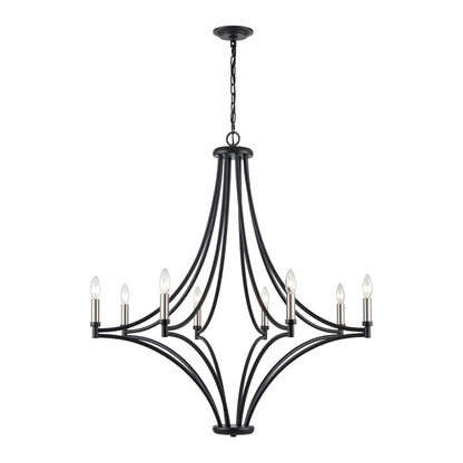 Atlas Lighting Spanish Villa 36in 8-Light Chandelier | Traditional Charcoal Metal | Dining Room & Living Room | 36 x 36 x 39 in | Model CL11340-BK