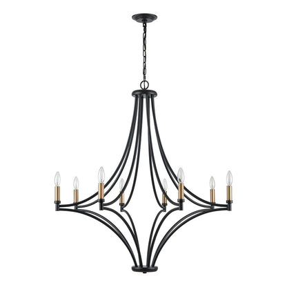 Atlas Lighting Spanish Villa 36in 8-Light Chandelier | Traditional Charcoal Metal | Dining Room & Living Room | 36 x 36 x 39 in | Model CL11340-BK