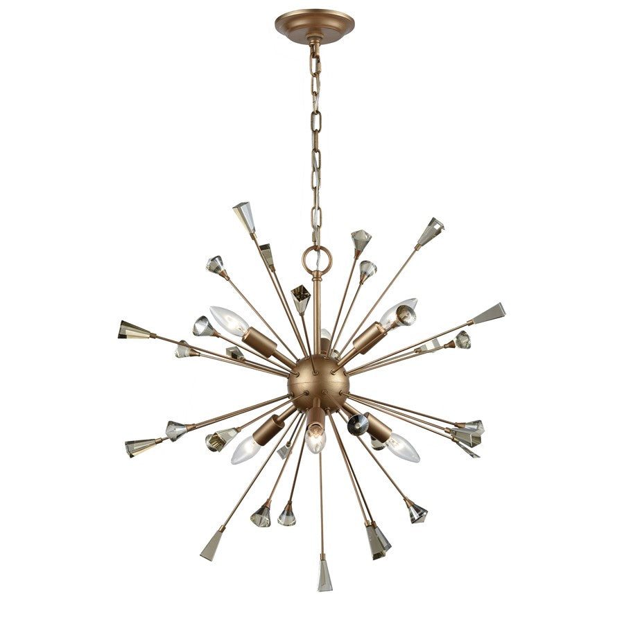 Atlas Lighting Sprigny 25in 6-Light Chandelier | Modern Matte Gold and Crystal | Dining Room & Living Room | 25 x 25 x 24 in | Model CL11341-GD