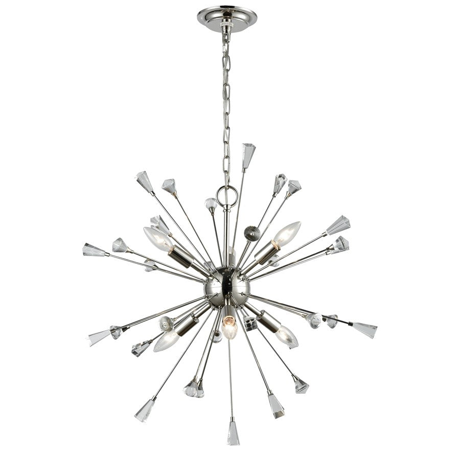 Atlas Lighting Sprigny 25'' Wide 6Lt Chandelier, Polished Nickel - CL11341-NK
