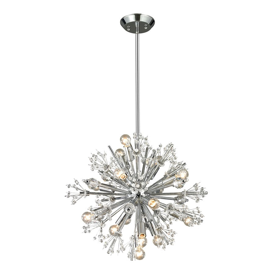 Atlas Lighting Starburst 20in 15-Light Chandelier | Modern Polished Chrome and Crystal | Dining Room & Living Room | Model CL11343-CH