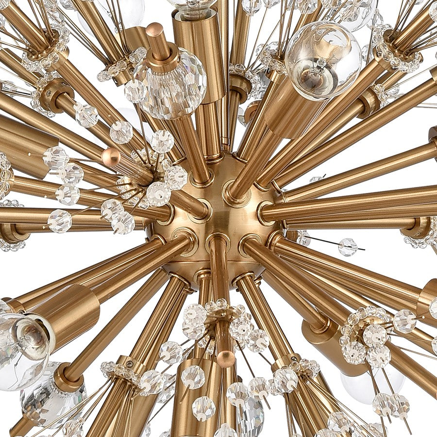 Atlas Lighting Starburst 20in 15-Light Chandelier | Modern Satin Brass and Clear Crystal | Dining Room & Foyer | 20 x 20 x 18 in | Model CL11343-GD
