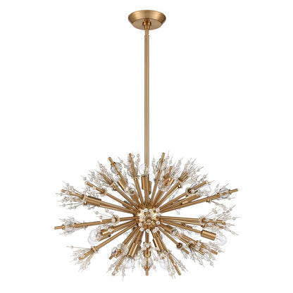 Atlas Lighting Starburst 26in 19-Light Chandelier | Modern Satin Brass and Clear Crystal | Dining Room & Entryway | 26 x 26 x 17 in | Model CL11344-GD