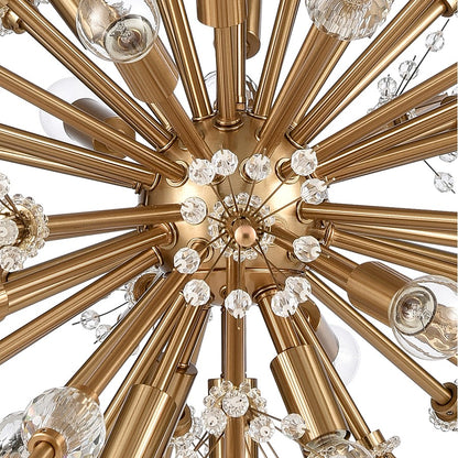 Atlas Lighting Starburst 26in 19-Light Chandelier | Modern Satin Brass and Clear Crystal | Dining Room & Entryway | 26 x 26 x 17 in | Model CL11344-GD