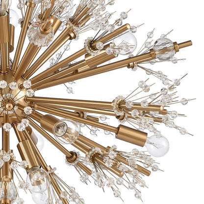 Atlas Lighting Starburst 26in 19-Light Chandelier | Modern Satin Brass and Clear Crystal | Dining Room & Entryway | 26 x 26 x 17 in | Model CL11344-GD
