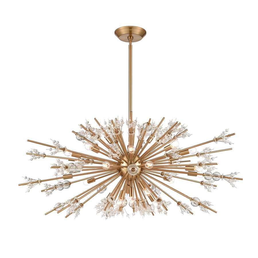 Atlas Lighting Starburst 48in 29-Light Chandelier | Modern Satin Brass and Clear Crystal | Dining Room & Foyer | 48 x 48 x 20 in | Model CL11349-BS