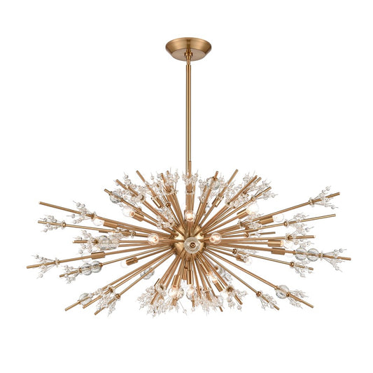 Atlas Lighting Starburst 48in 29-Light Chandelier | Modern Satin Brass and Clear Crystal | Dining Room & Foyer | 48 x 48 x 20 in | Model CL11349-BS