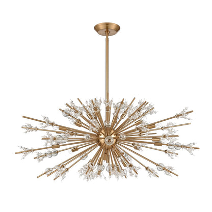 Atlas Lighting Starburst 48in 29-Light Chandelier | Modern Satin Brass and Clear Crystal | Dining Room & Foyer | 48 x 48 x 20 in | Model CL11349-BS