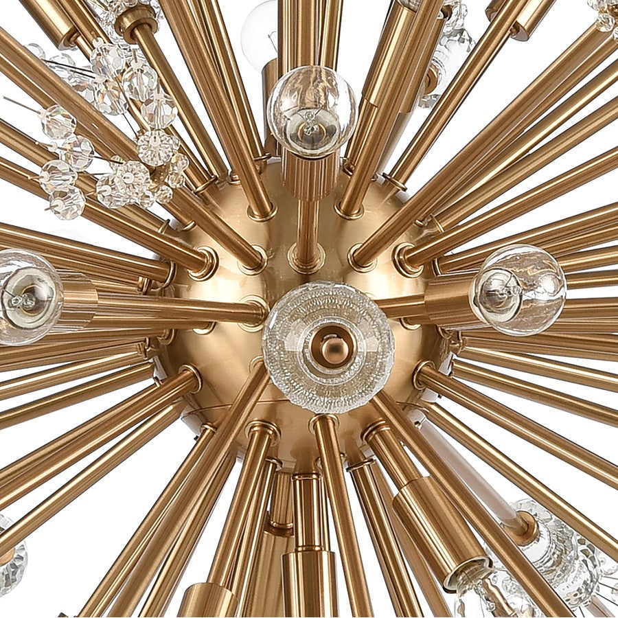 Atlas Lighting Starburst 48in 29-Light Chandelier | Modern Satin Brass and Clear Crystal | Dining Room & Foyer | 48 x 48 x 20 in | Model CL11349-BS
