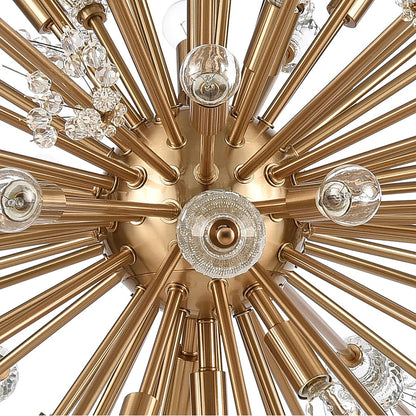 Atlas Lighting Starburst 48in 29-Light Chandelier | Modern Satin Brass and Clear Crystal | Dining Room & Foyer | 48 x 48 x 20 in | Model CL11349-BS