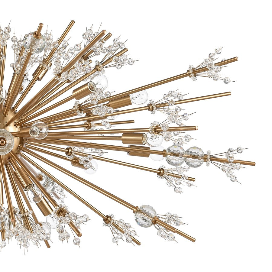 Atlas Lighting Starburst 48in 29-Light Chandelier | Modern Satin Brass and Clear Crystal | Dining Room & Foyer | 48 x 48 x 20 in | Model CL11349-BS