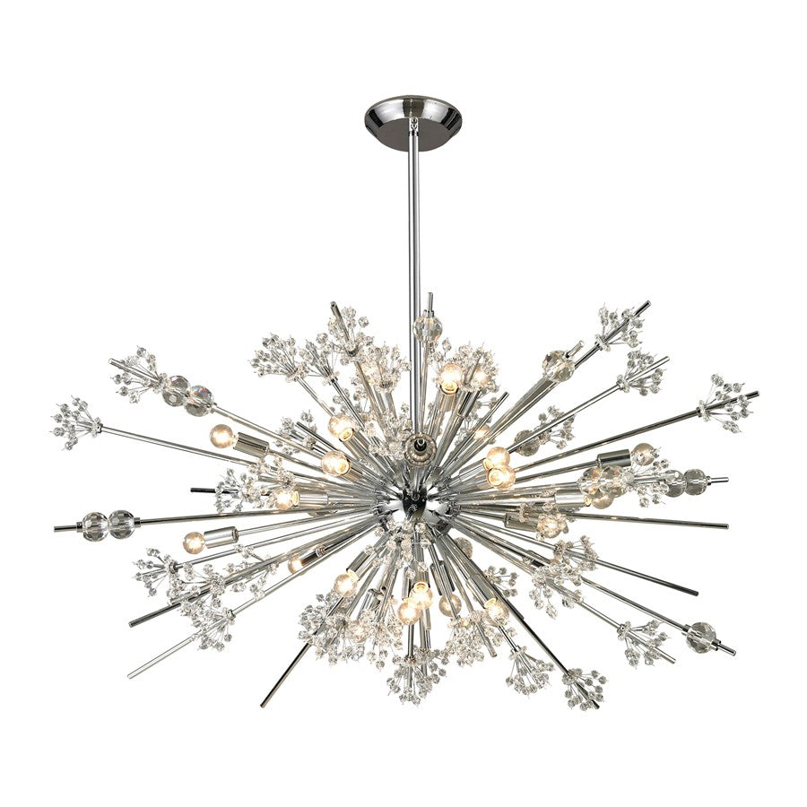 Atlas Lighting Starburst 48in 29-Light Chandelier | Modern Polished Chrome and Clear Crystal | Dining Room & Foyer | Model CL11349-CH