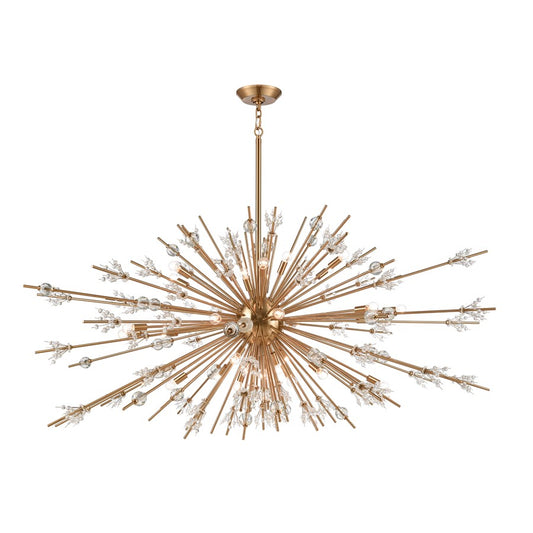 Atlas Lighting Starburst 72in 31-Light Chandelier | Modern Satin Brass and Clear Crystal | Dining Room & Foyer | 72 x 72 x 36 in | Model CL11350-BS