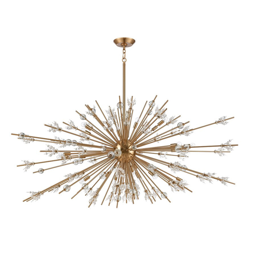 Atlas Lighting Starburst 72in 31-Light Chandelier | Modern Satin Brass and Clear Crystal | Dining Room & Foyer | 72 x 72 x 36 in | Model CL11350-BS