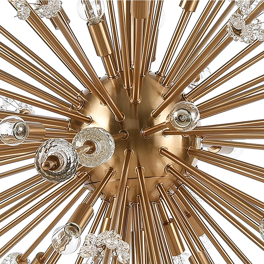 Atlas Lighting Starburst 72in 31-Light Chandelier | Modern Satin Brass and Clear Crystal | Dining Room & Foyer | 72 x 72 x 36 in | Model CL11350-BS