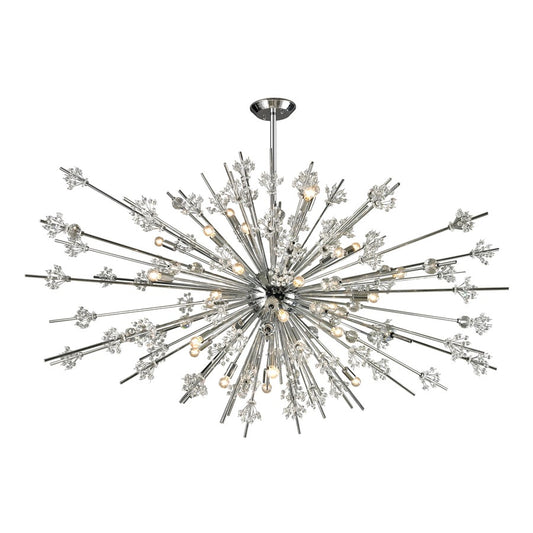 Atlas Lighting Starburst 72in 31-Light Chandelier | Modern Polished Chrome and Clear Crystal | Dining Room & Foyer | Model CL11350-CH