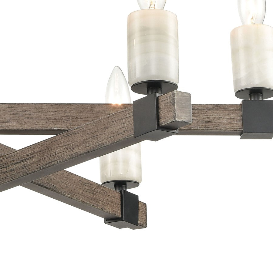 Atlas Lighting Stone Manor 27in 6-Light Chandelier | Transitional Matte Black and Aspen Metal | Dining Room & Kitchen Island | Model CL11351-BK