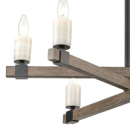 Atlas Lighting Stone Manor 27in 6-Light Chandelier | Transitional Matte Black and Aspen Metal | Dining Room & Kitchen Island | Model CL11351-BK