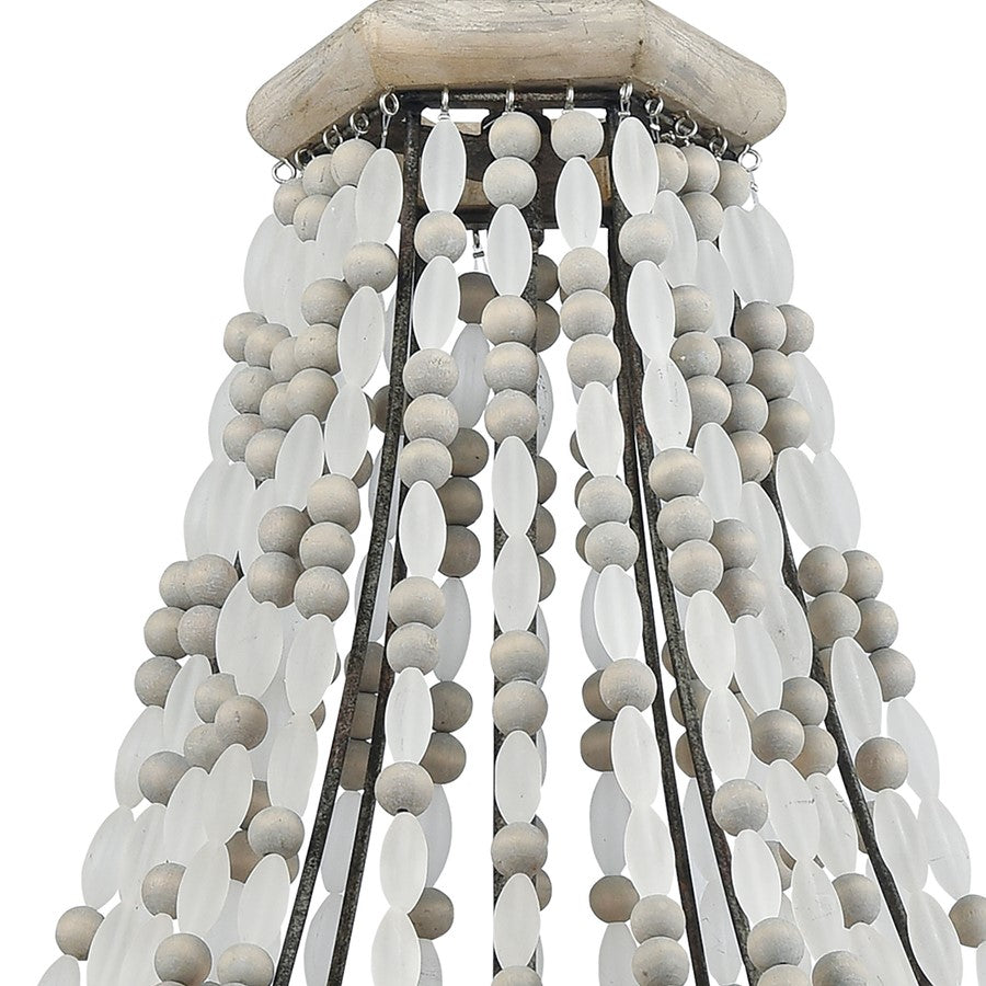 Atlas Lighting Summerton 18in 4-Light Chandelier | Coastal Graywash Wood and Frosted Glass | Dining Room & Living Room | Model CL11354-GY