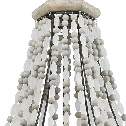 Atlas Lighting Summerton 18in 4-Light Chandelier | Coastal Graywash Wood and Frosted Glass | Dining Room & Living Room | Model CL11354-GY