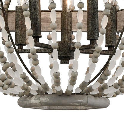 Atlas Lighting Summerton 24in 5-Light Chandelier | Coastal Graywash Wood and Frosted Glass | Dining Room & Living Room | Model CL11355-GY