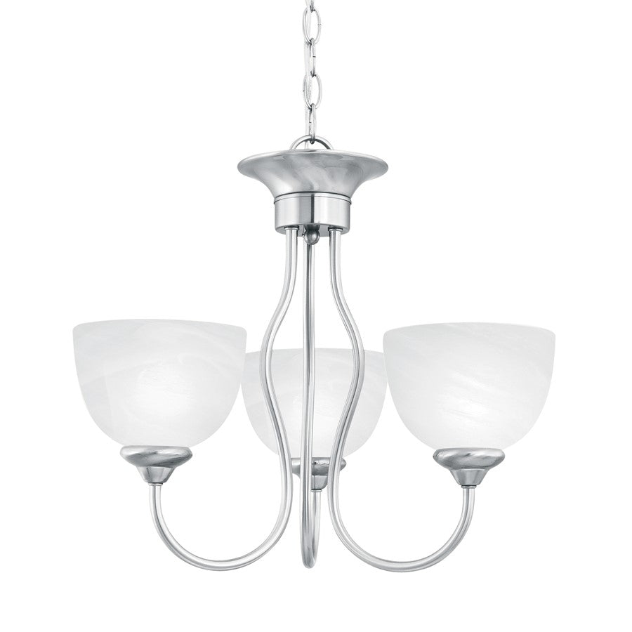 Atlas Lighting Tahoe 19in 3-Light Chandelier | Traditional Brushed Nickel and White Glass | Dining Room & Kitchen Island | Model CL11357-NK