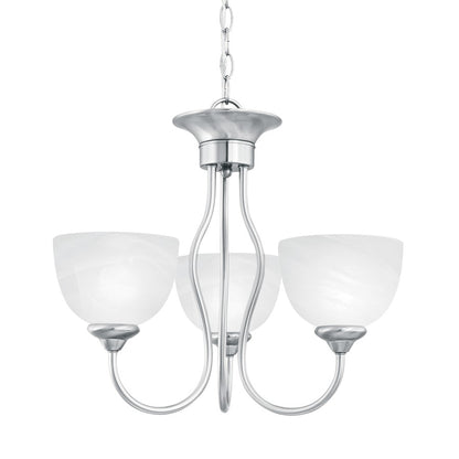 Atlas Lighting Tahoe 19in 3-Light Chandelier | Traditional Brushed Nickel and White Glass | Dining Room & Kitchen Island | Model CL11357-NK