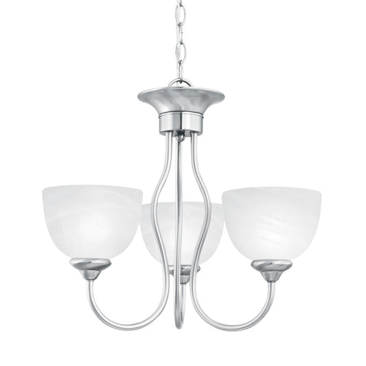 Atlas Lighting Tahoe 19in 3-Light Chandelier | Traditional Brushed Nickel and White Glass | Dining Room & Kitchen Island | Model CL11357-NK