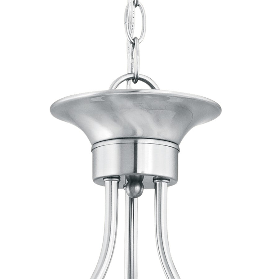 Atlas Lighting Tahoe 19in 3-Light Chandelier | Traditional Brushed Nickel and White Glass | Dining Room & Kitchen Island | Model CL11357-NK