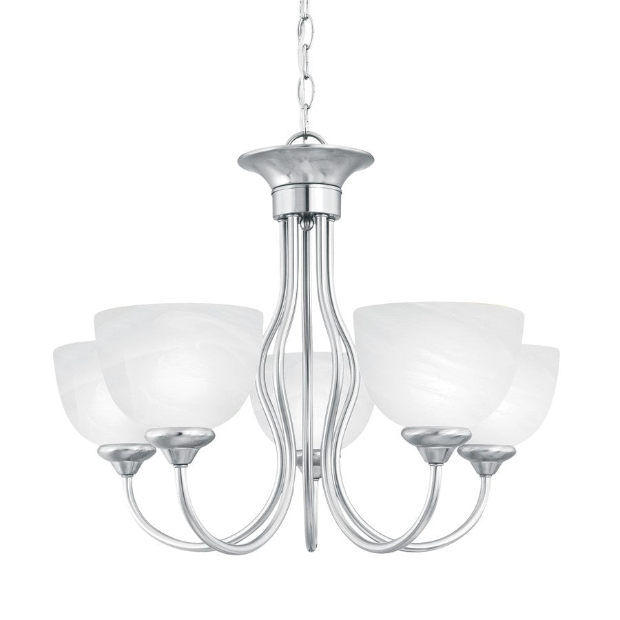 Atlas Lighting Tahoe 24in 5-Light Chandelier | Traditional Brushed Nickel and White Frosted Glass | Kitchen Island & Dining Room | Model CL11358-NK