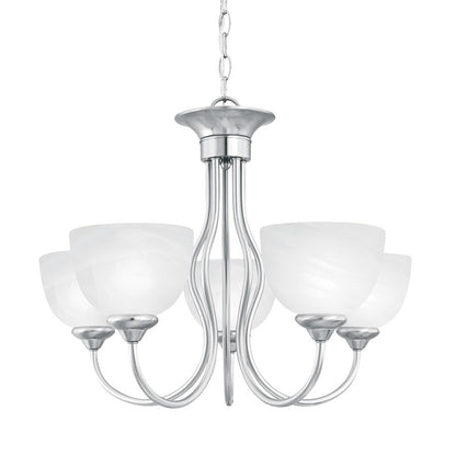 Atlas Lighting Tahoe 24in 5-Light Chandelier | Traditional Brushed Nickel and White Frosted Glass | Kitchen Island & Dining Room | Model CL11358-NK