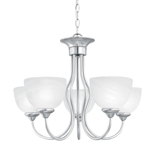 Atlas Lighting Tahoe 24in 5-Light Chandelier | Traditional Brushed Nickel and White Frosted Glass | Kitchen Island & Dining Room | Model CL11358-NK