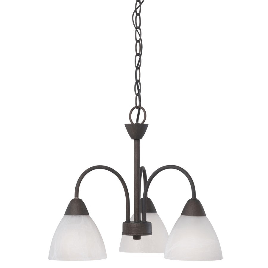 Atlas Lighting Tia 17.75in 3-Light Chandelier | Traditional Painted Bronze and White Frosted Glass | Kitchen & Dining Room | Model CL11360-BZ
