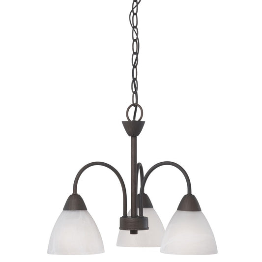 Atlas Lighting Tia 17.75in 3-Light Chandelier | Traditional Painted Bronze and White Frosted Glass | Kitchen & Dining Room | Model CL11360-BZ