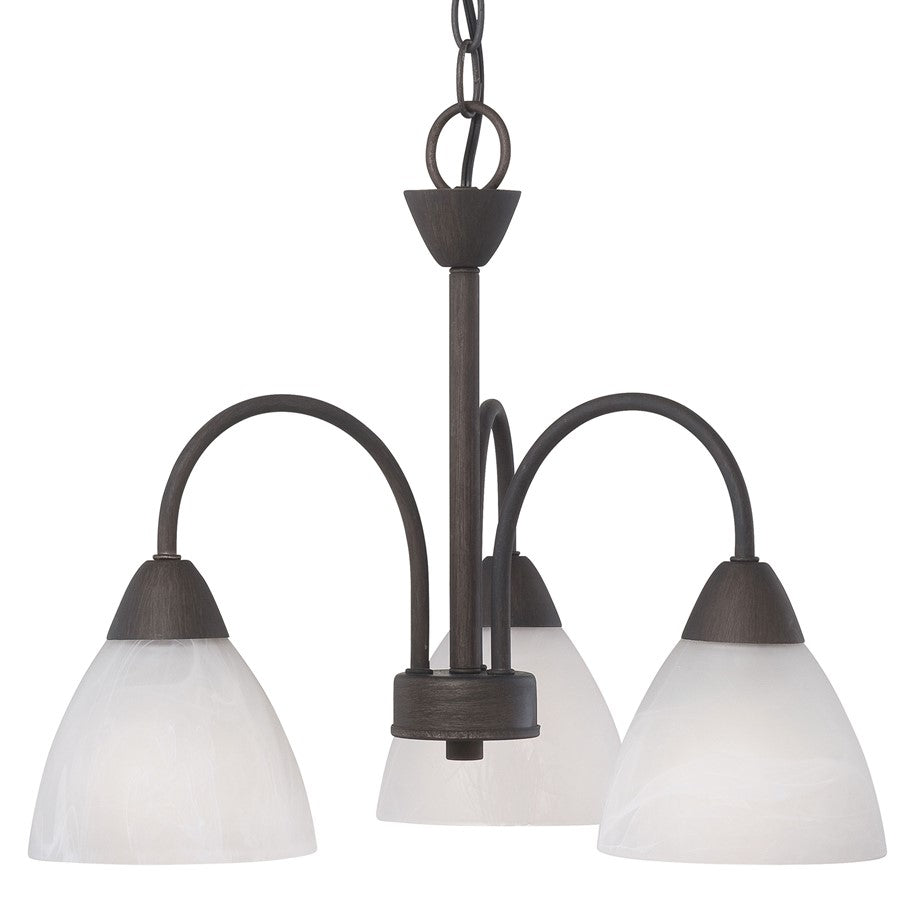 Atlas Lighting Tia 17.75in 3-Light Chandelier | Traditional Painted Bronze and White Frosted Glass | Kitchen & Dining Room | Model CL11360-BZ